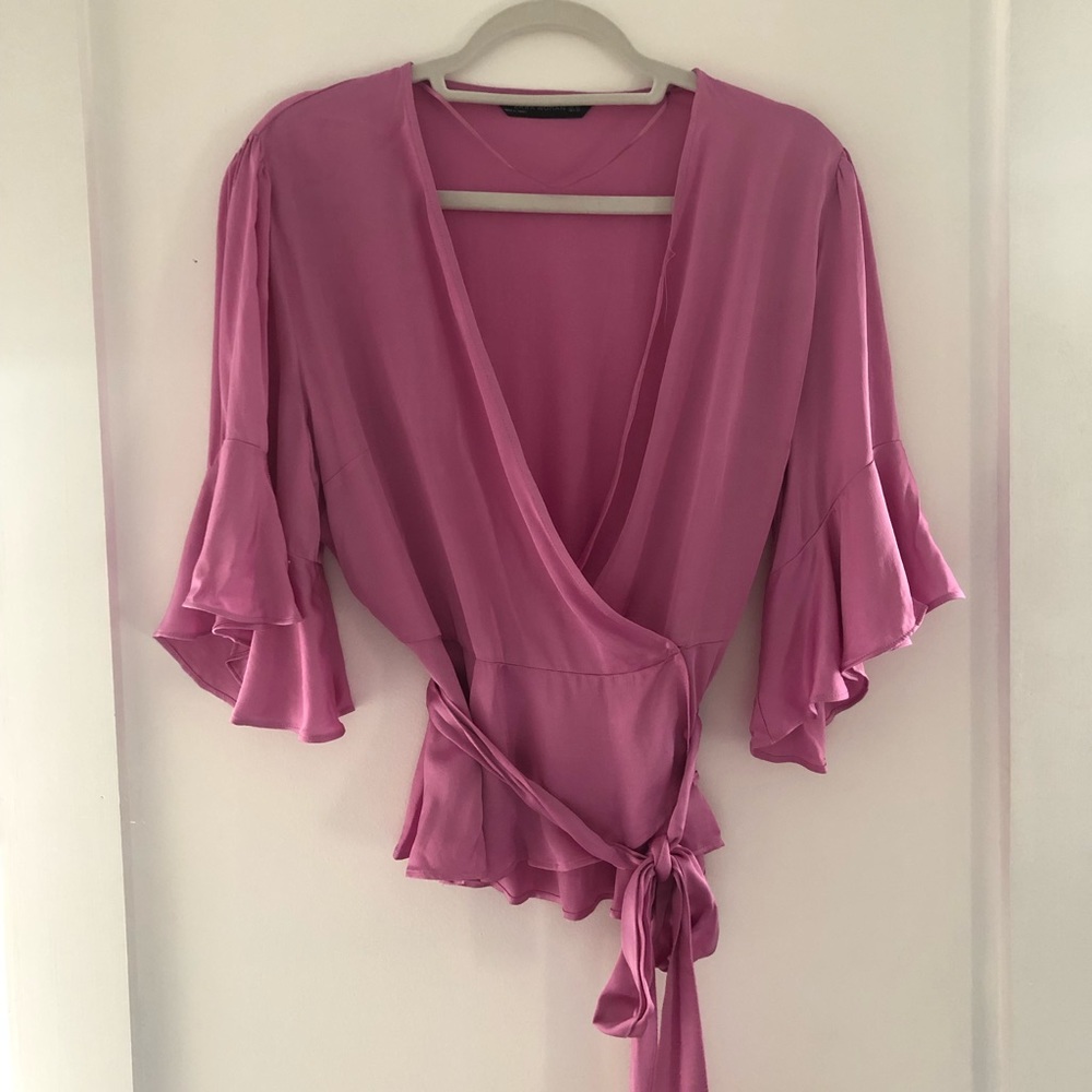 ZARA Pink Wrap-around Blouse